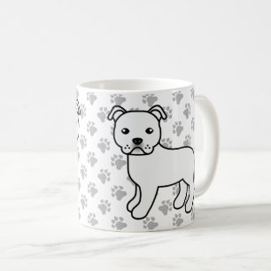 Caneca De Café White Staffordshire Bull Terrier Cute Cartoon