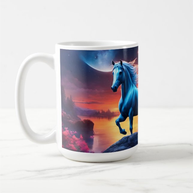 Caneca De Café White Stallion Fantasy Pink Garden (Esquerda)