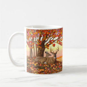 Caneca De Café Whitetail Deer no outono de Nova Inglaterra cai em