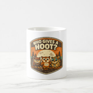 Caneca De Café Who Gives a Hoot Funny Owls Vintage Style Design