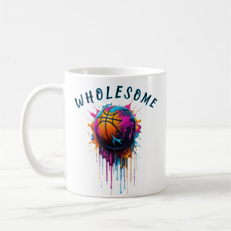 Caneca De Café Wholesome Basketball Rainbow Paint Drip Sport Grap