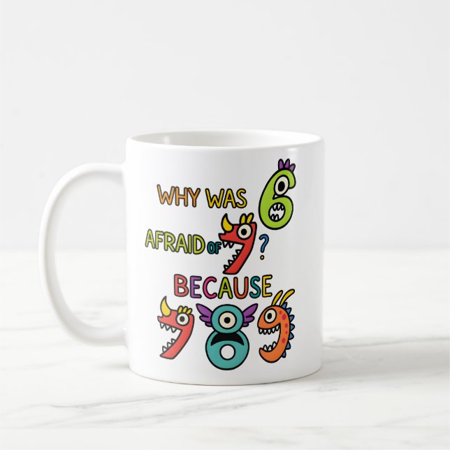 Caneca De Café Why Was Six Afraid Funny Maths Joke Mug (Esquerda)