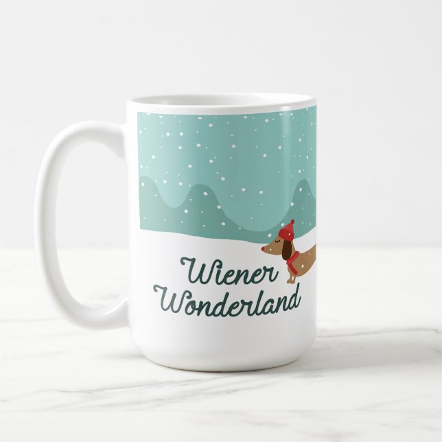 Caneca De Café Wiener Wonderland Dachshund Gift Doxie Pais Mães (Esquerda)