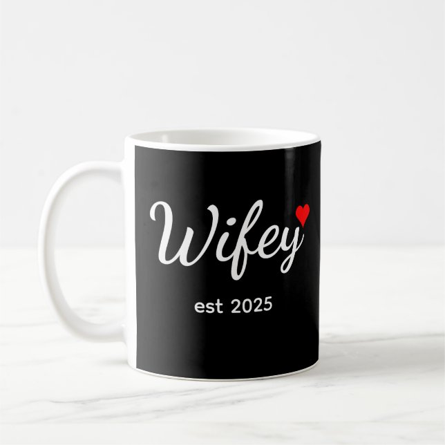 Caneca De Café Wifey Custom Date Bride, Fiance Gift (Esquerda)