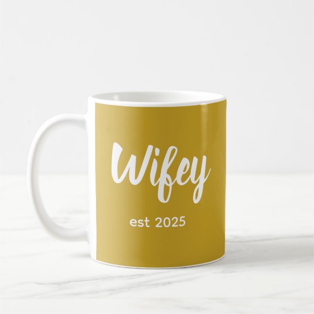 Caneca De Café Wifey Custom Gold Bride, Fiance Gift (Esquerda)