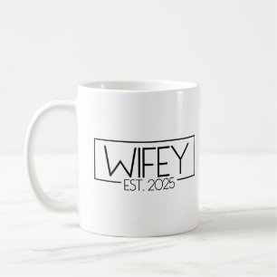 Caneca De Café Wifey Est casal de Correspondência 2025 Casado com