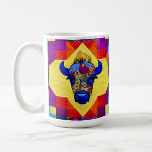Caneca De Café Wild West Bison Quilt Like Design