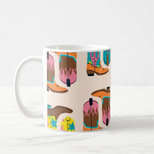 Caneca De Café Wild West Cowboy Boots: Padrão de Conceito de Moda