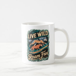 Caneca De Café Wild Wolves Adventure Retro Nature Trabalho de art