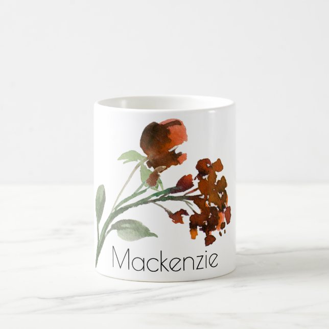 Caneca De Café Wildbloom | Terracotta Orange Bohemian Personaliza (Centro)
