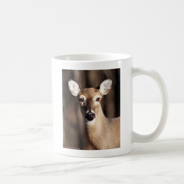 Caneca De Café Wildlife Whitetail Deer Doe Portrait (Direita)