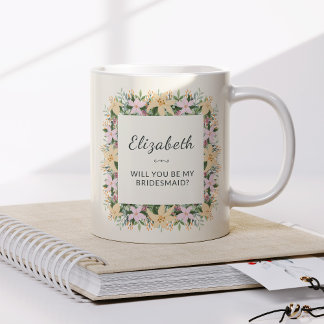 Caneca De Café Will You Be My Bridesmaid | Floral Mug
