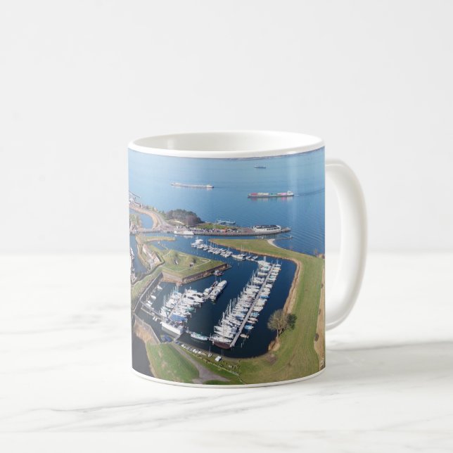 Caneca De Café Willemstad Nederland drone overzicht. (Frente Esquerda)
