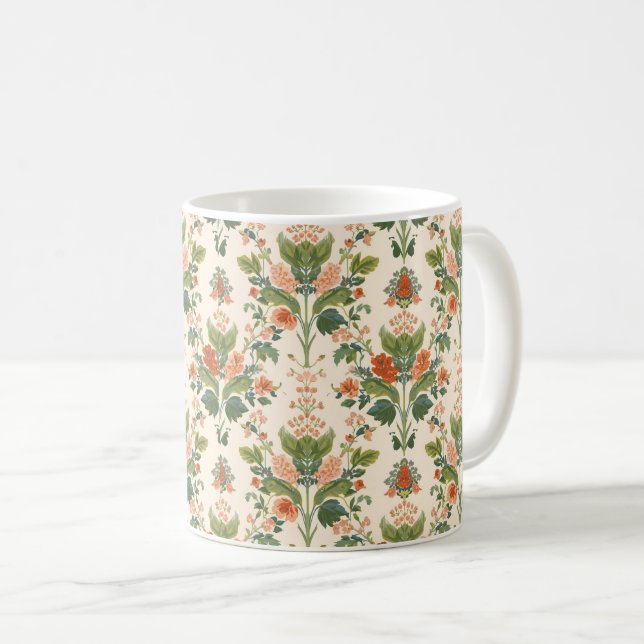 Caneca De Café William Morris Antique Honeysuckle Padrão Floral (Frente Esquerda)