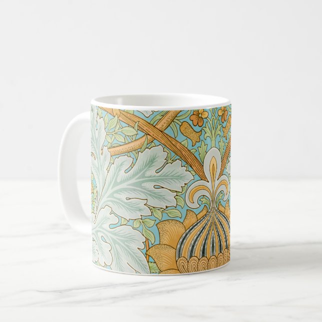 Caneca De Café William morris art nouveau floral e folhagem (Frente Esquerda)