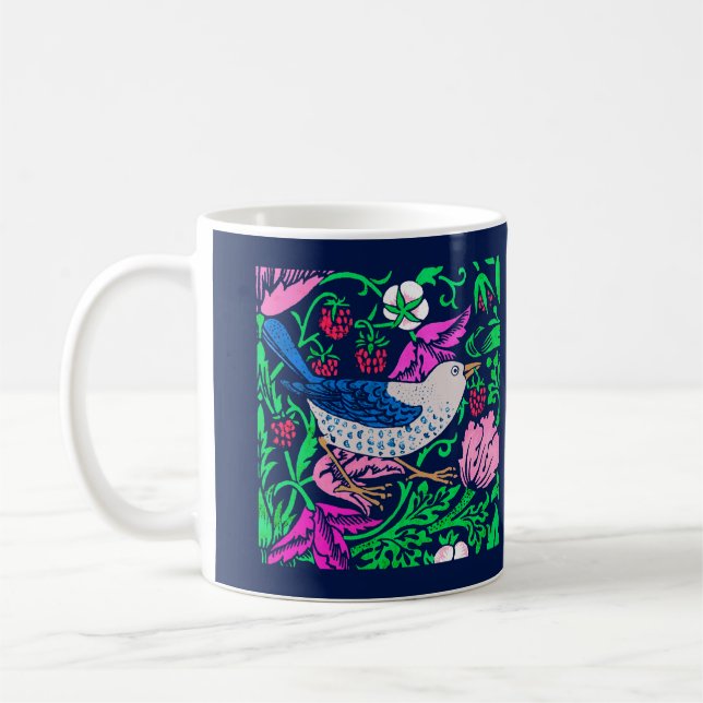 Caneca De Café William Morris Bird & Azulejo, Marinho e Fuchsia (Esquerda)