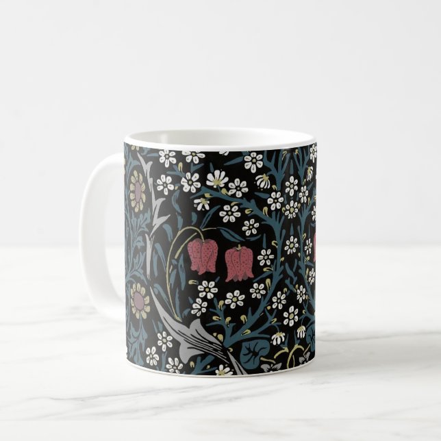 Caneca De Café William Morris Blackthorn Floral Art Nouveau (Frente Esquerda)