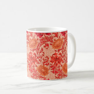 Caneca De Café William Morris Chrysanthemums, Coral Orange
