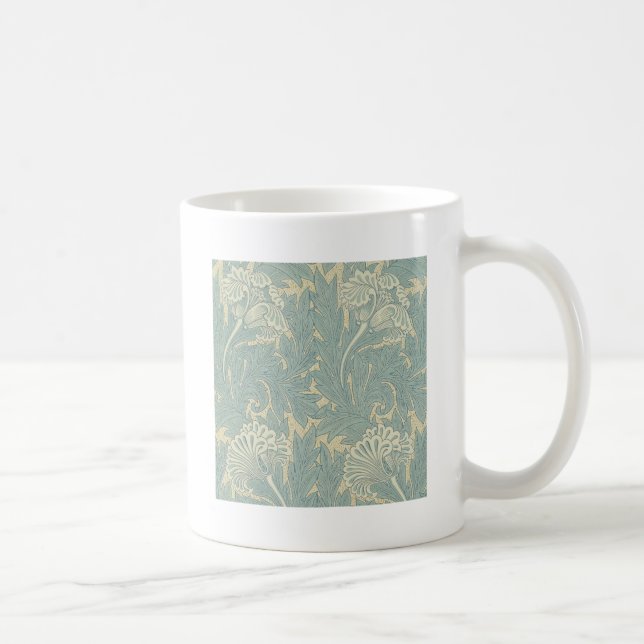 Caneca De Café William Morris Clássico Tulipa Azul Floral (Direita)