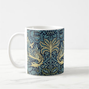 Caneca De Café William Morris Desenho Tecido de Pavão e Dragão