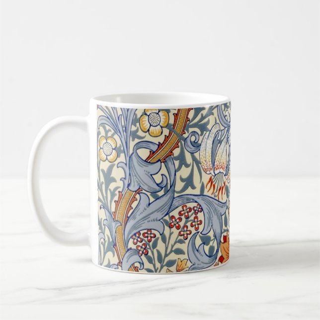 Caneca De Café William Morris Gold Lily Victorian Wallpaper (Esquerda)