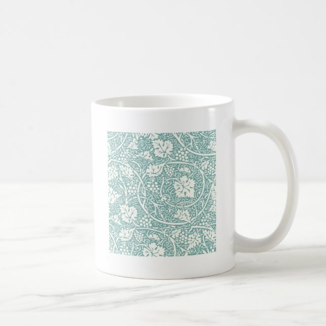 Caneca De Café William Morris Grape Pattern Teal Turquoise (Direita)