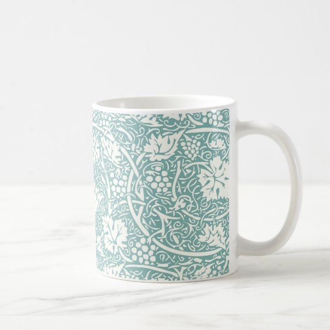 Caneca De Café William Morris Grape Pattern Teal Turquoise (Direita)