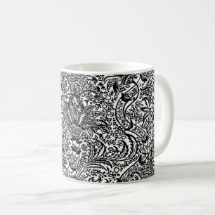 Caneca De Café William Morris Indian, White e Black