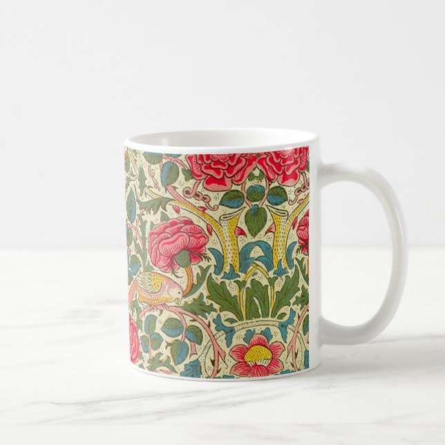 Caneca De Café William Morris Rosa Floral Chintz Rosa (Direita)