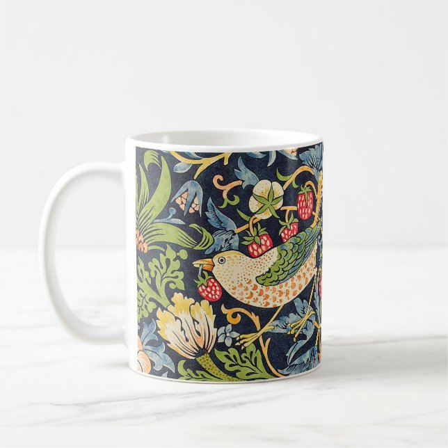 Caneca De Café William Morris Strawberry Thief Padrão Floral (Esquerda)