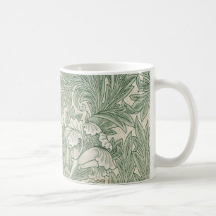 Caneca De Café William Morris Verde Sage Padrão de Tulipa: Vintag