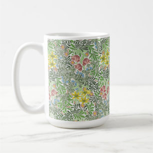 Caneca De Café William Morris Vintage Flowers Greenery Pink