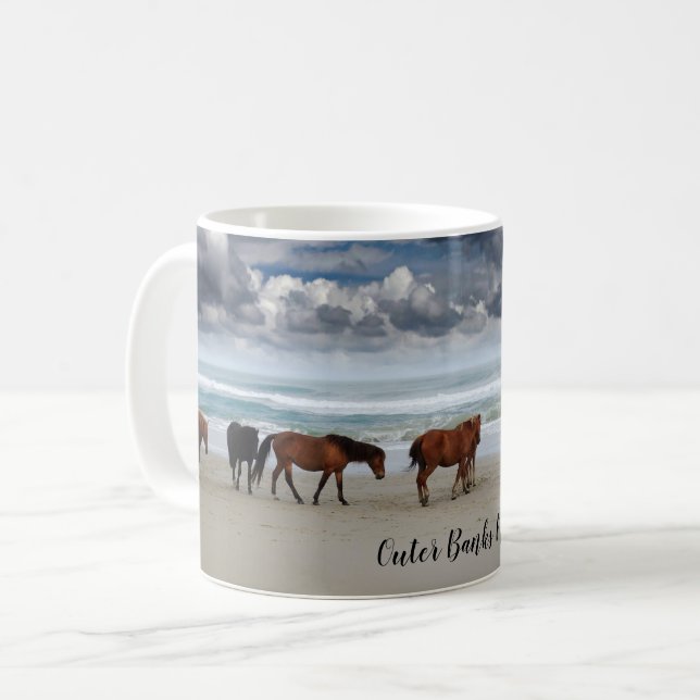 Caneca De Café Wils Horses Corolla Outer Banks NC (Frente Esquerda)