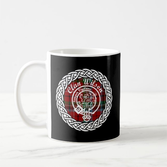 Caneca De Café Wilson Surname Sobrenome Escocês Clan Tartan Badg (Esquerda)