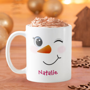 Caneca De Café Winking Snowman Face Christmas Mug
