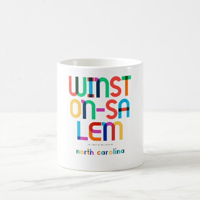 Caneca De Café Winston-Salem North Carolina Meio século Art, Pop  (Centro)