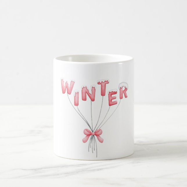 Caneca De Café Winter Balloon Letters – Cute Snowy Design (Centro)