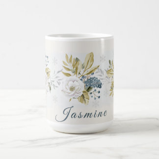 Caneca De Café Winter Botanical White Rose & Blueberry