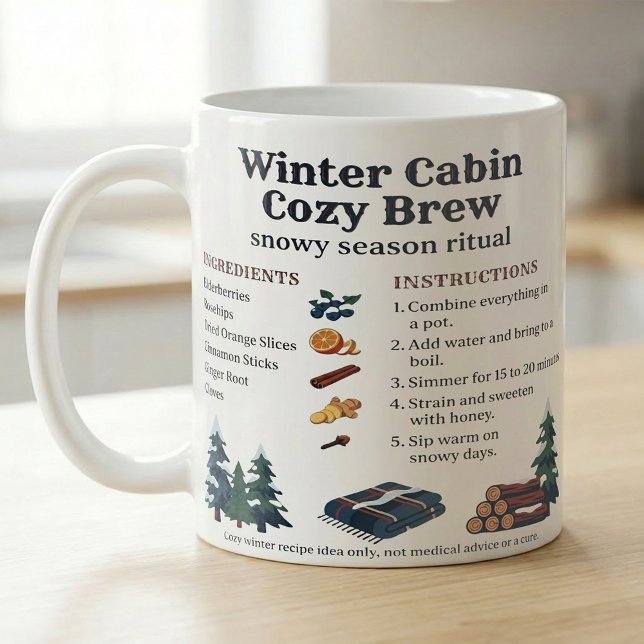 Caneca De Café Winter Cabin Simmer Recipe Cozy Nights (Criador carregado)