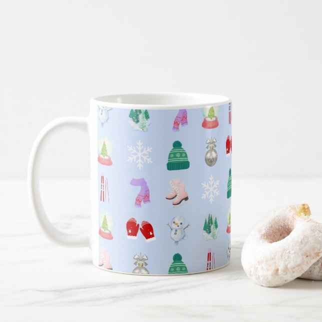 Caneca De Café Winter/Christmas Pattern Coffee Mug (11oz) (Com Donut)