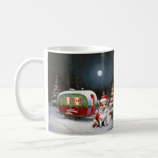 Caneca De Café Winter Corgi Caravan Christmas Adventure (Esquerda)