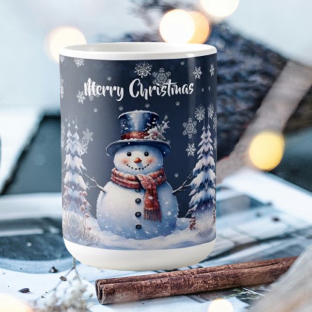Caneca De Café Winter Forest Snowman Natal (Winter Forest Snowman Christmas Mug)