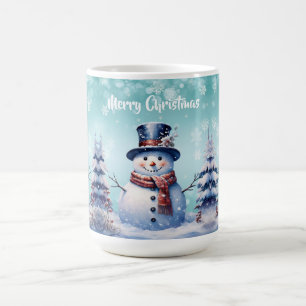 Caneca De Café Winter Forest Snowman Natal Cerceta