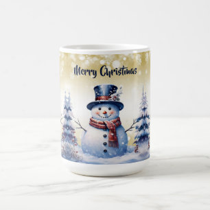 Caneca De Café Winter Forest Snowman Natal DOURADO