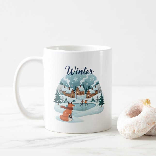 Caneca De Café Winter Fox Ceramic Mug (11oz) (Com Donut)