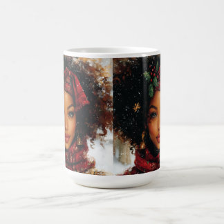 Caneca De Café Winter Glow Afrocentric Queen – Holiday Art
