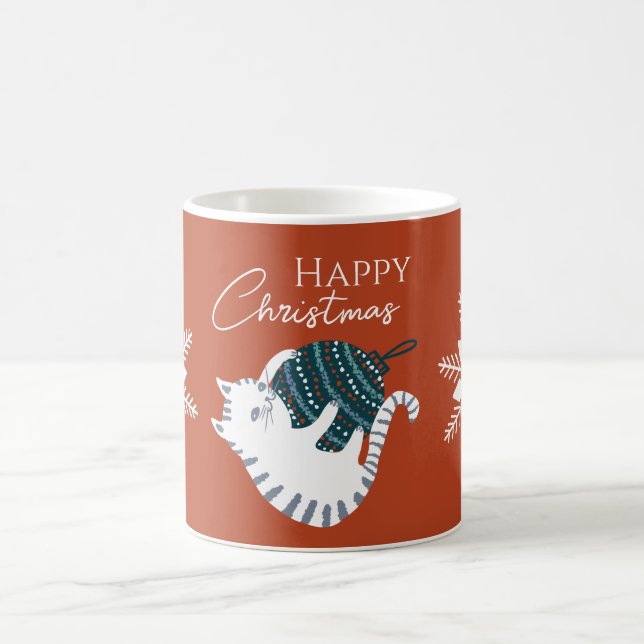 Caneca De Café Winter Happy Christmas Toy Cat Gift  (Centro)
