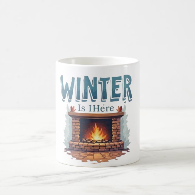 Caneca De Café Winter Is Here Fireplace Mug – Cozy Fire Design (Centro)