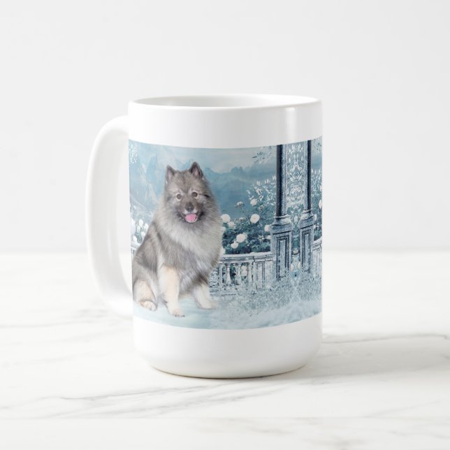Caneca De Café Winter Keeshond (Frente Esquerda)