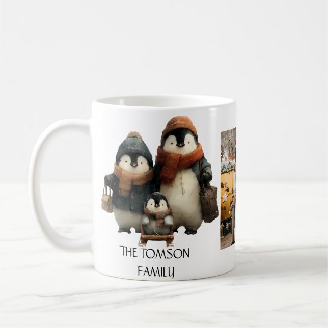 Caneca De Café Winter Penguin Family Personalized Design (Esquerda)